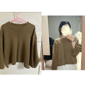 카키브라운 루즈핏 니트 (55-77)