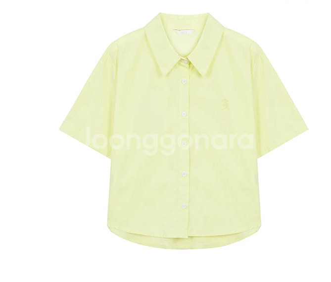 옐로 파스텔 반팔 셔츠 free--0