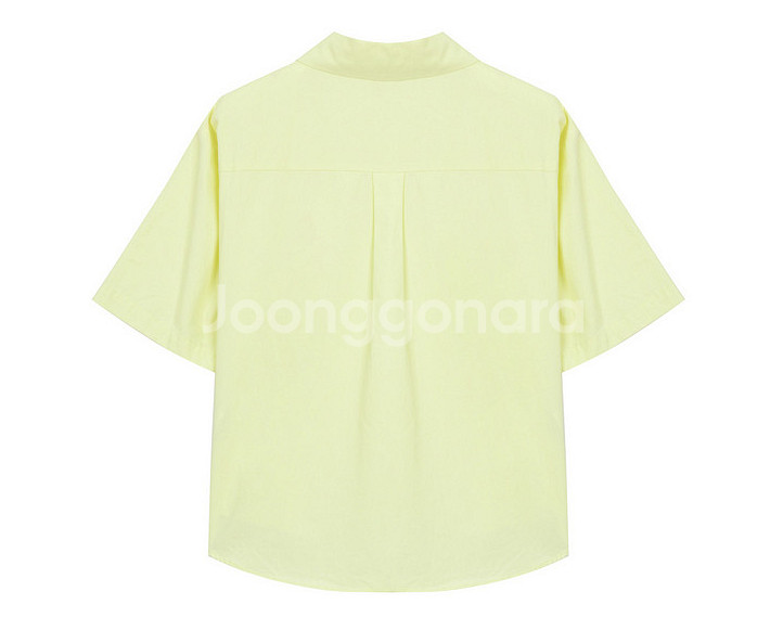 옐로 파스텔 반팔 셔츠 free--1