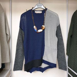 MARNI 마르니 모헤어혼방 컬러블록 언발헴 스웨터 풀오버