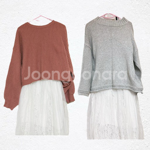 그레이 루즈핏 니트 (66-77)--4