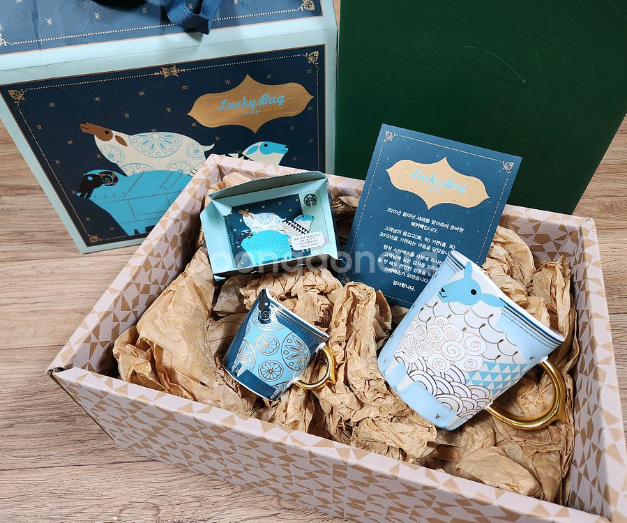 스타벅스 양의해 한정 머그컵,에스프레소컵 카드 선물세트(미사용)--0