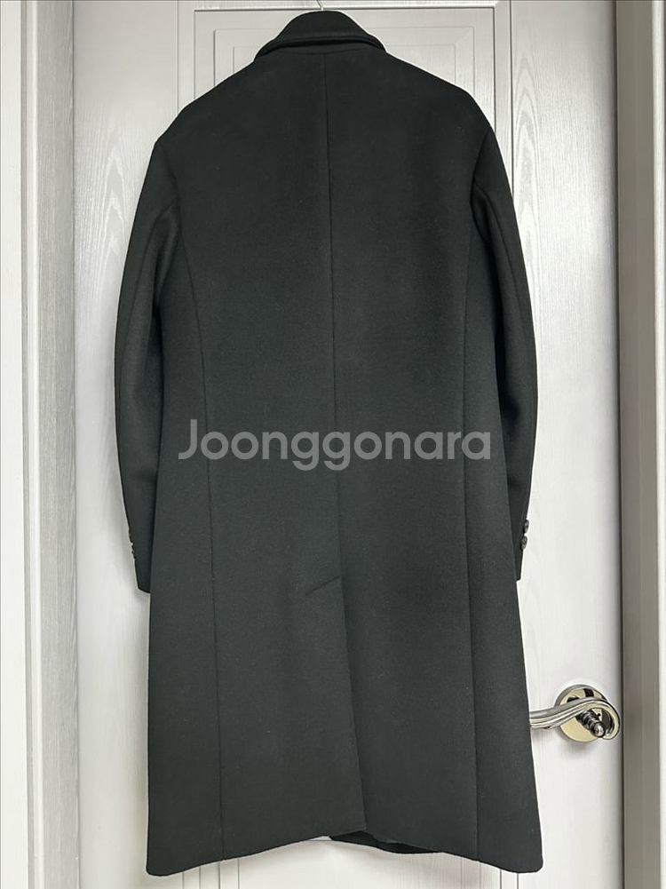 블랙 솔리드 싱글 코트 스탠다드핏 정장 코트--1