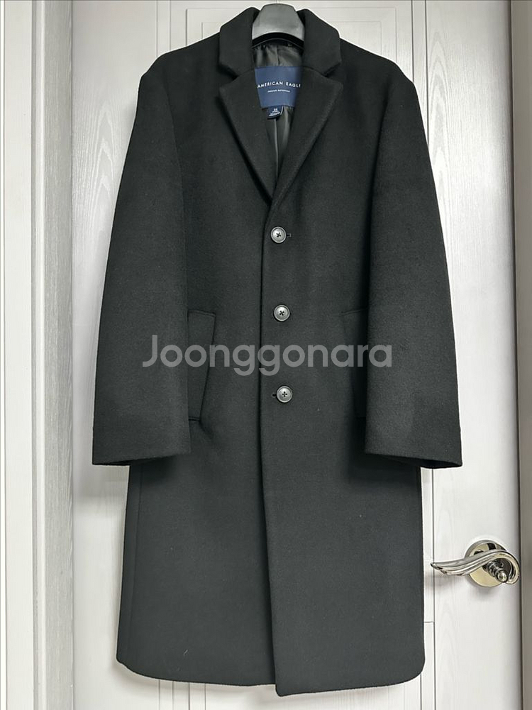 블랙 솔리드 싱글 코트 스탠다드핏 정장 코트--0