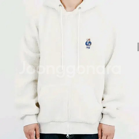 M) YALE 예일 아이보리 뽀글이 후드집업 보아 웜업 플리스 파카--4