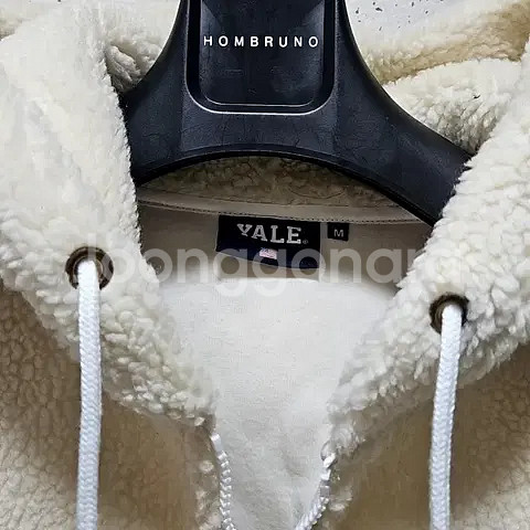 M) YALE 예일 아이보리 뽀글이 후드집업 보아 웜업 플리스 파카--9