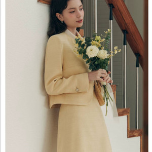 제로스트릿 크리미 트위드 자켓 스커트 mm