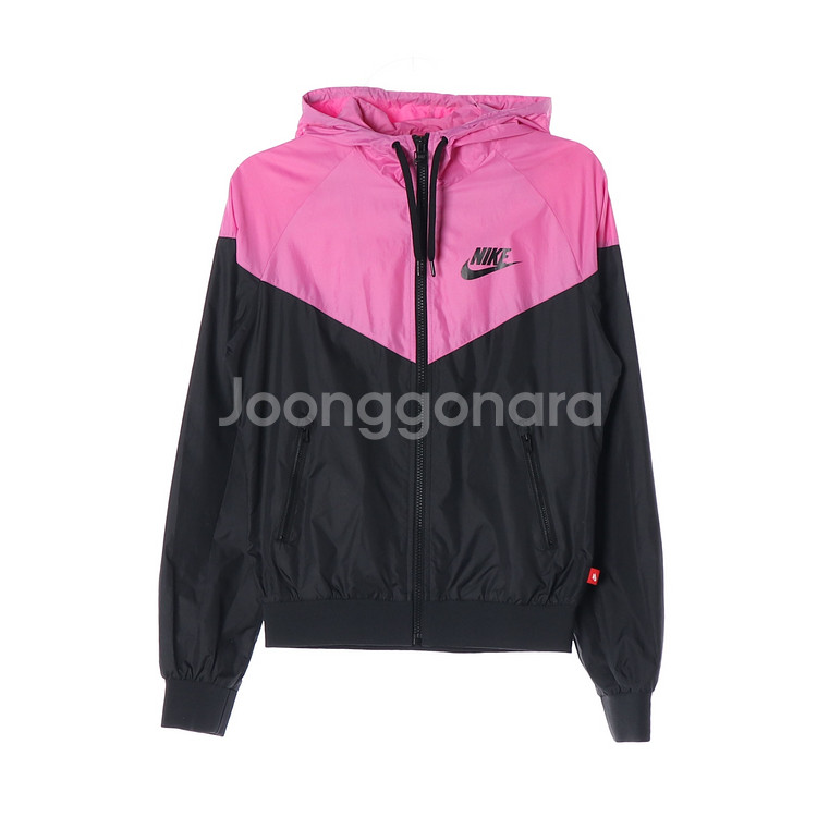 [M]나이키 핑크 블랙 배색 바람막이 후드 집업 점퍼--0