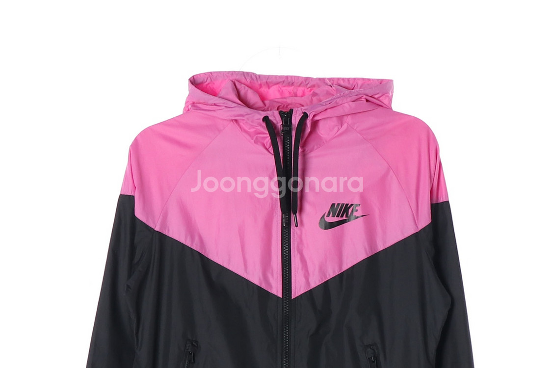 [M]나이키 핑크 블랙 배색 바람막이 후드 집업 점퍼--1