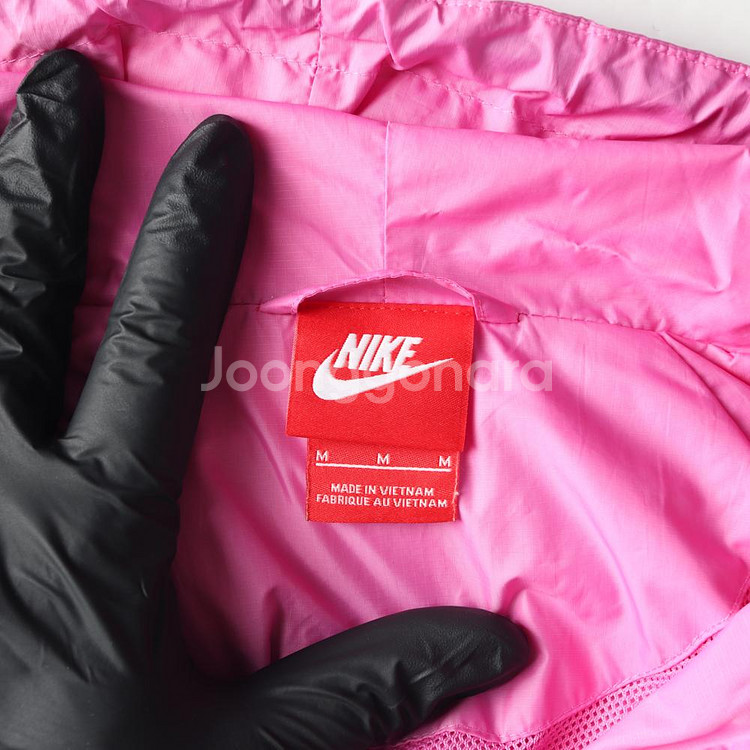 [M]나이키 핑크 블랙 배색 바람막이 후드 집업 점퍼--5