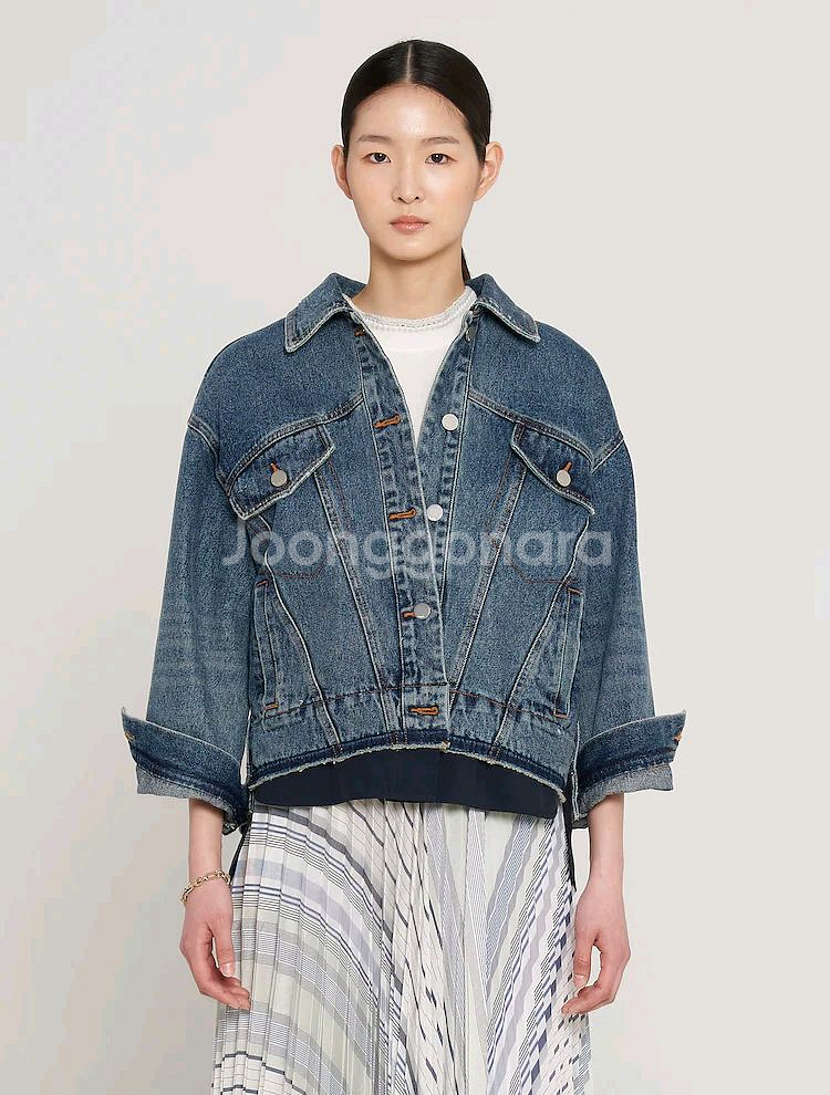 구호(KUHO) 여성 오버사이즈 데님 트러커 자켓 블루--1