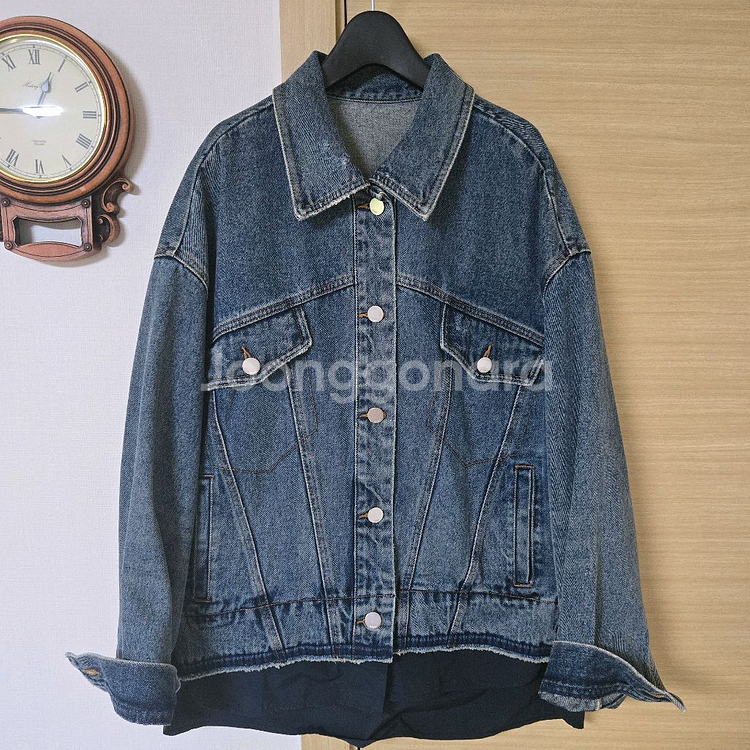 구호(KUHO) 여성 오버사이즈 데님 트러커 자켓 블루--3