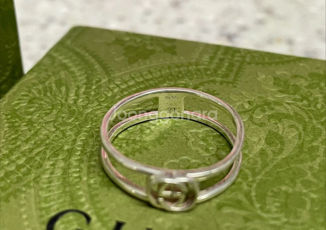 구찌 인터로킹 G씬 오픈밴드 반지 21호--1