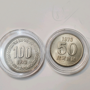 옛날동전, 미사용 1973년에 발행된 50원과 100원 두점 일괄