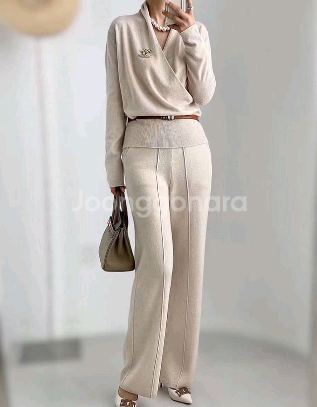 제이지쇼룸 캐시미어100 니트셋업(크림)새상품--3