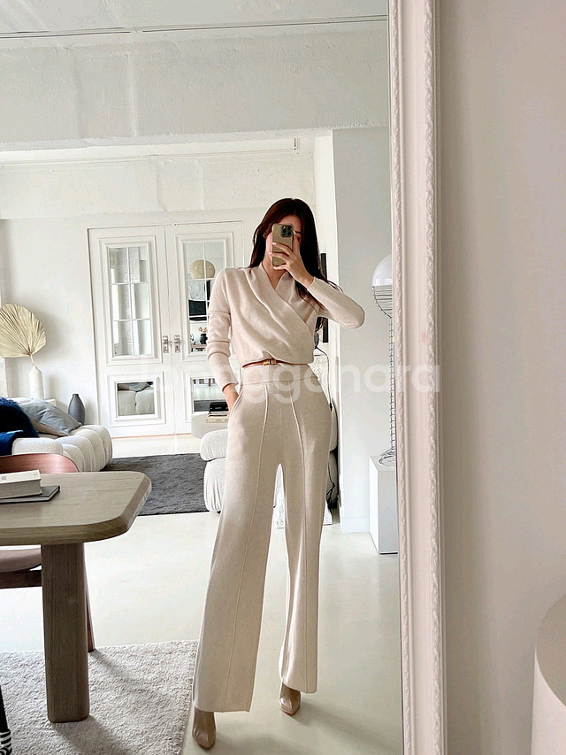 제이지쇼룸 캐시미어100 니트셋업(크림)새상품--0