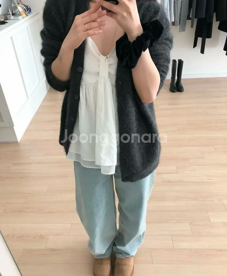 (새상품)누아누아 라쿤 오버 가디건--9