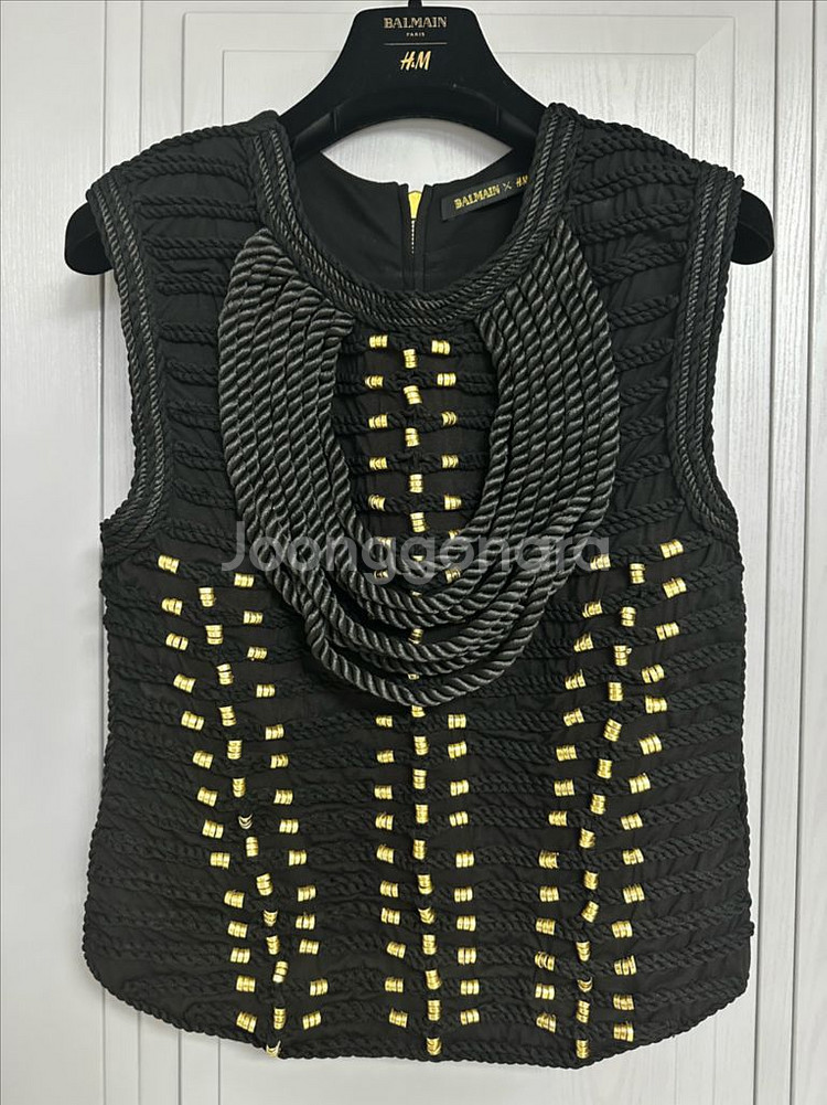 발망 흐앤므 브레이디드 탑 블랙 파티룩--1