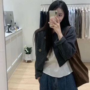 (새상품)누아누아 더블 양모 핸드메이드 자켓