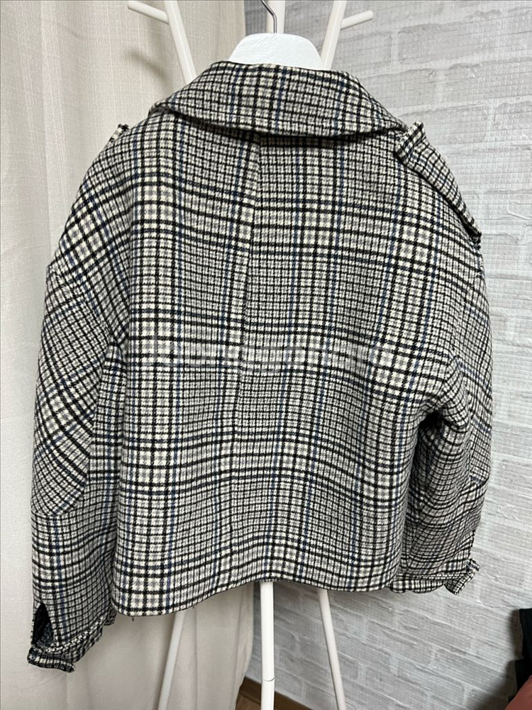 숏자켓 모직코트 숏코트 컨디션굿 체크점퍼--3