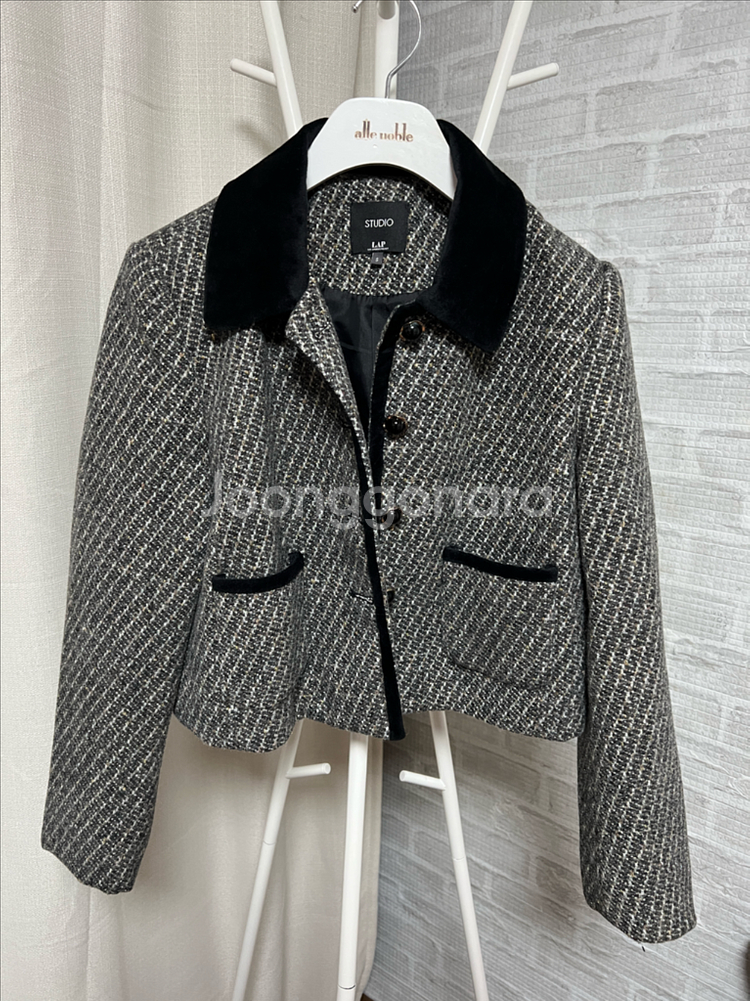 숏자켓 체크자켓 모직자켓 컨디션 굿 랩스튜디오 스몰--0