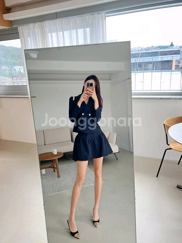 제이지쇼룸 엉넬 블링 큐빅 자켓 스커트 투피스--0