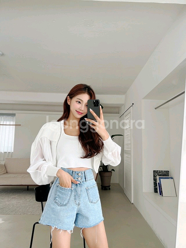 제이지쇼룸 엉넬 시스루 크롭 블루종(아이)--0