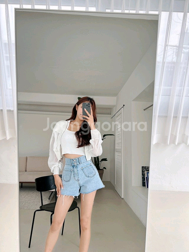 제이지쇼룸 엉넬 시스루 크롭 블루종(아이)--5