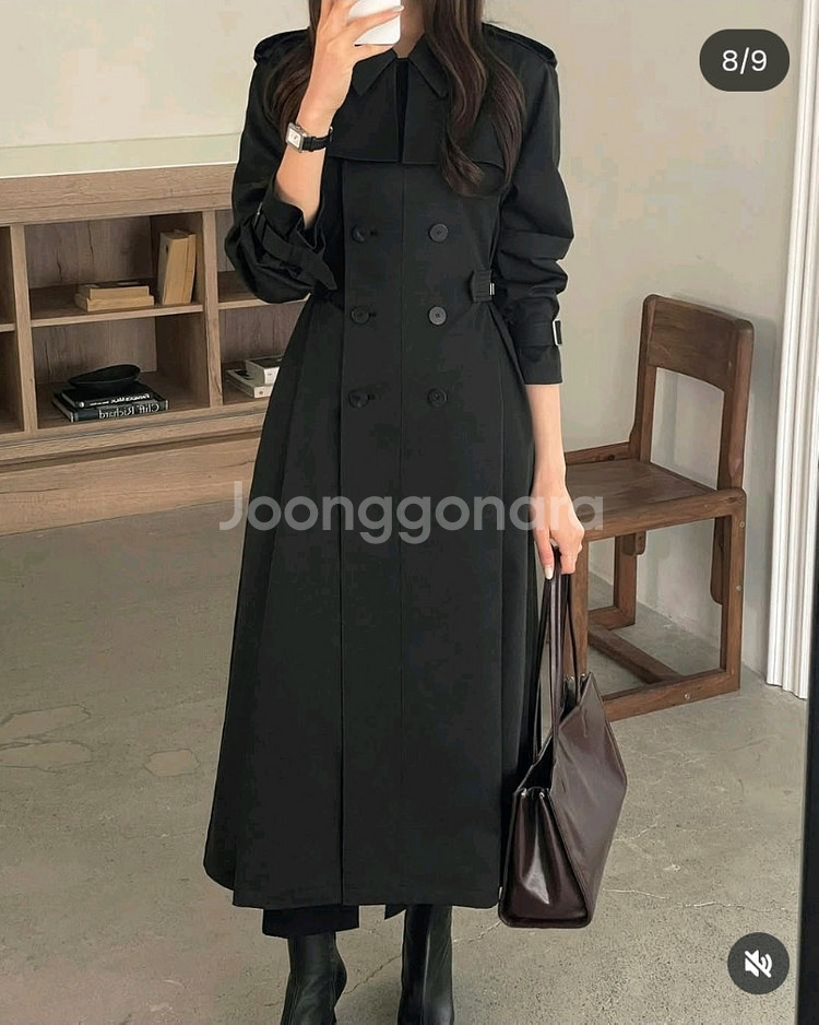 지수다움 비엔나 트렌치코트 vienna trench coat 블랙 M 판매합니다.새상품!--1