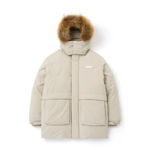 새상품) 공용 널디 리얼퍼 미드 다운자켓 베이지