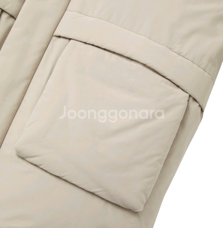 새상품) 공용 널디 리얼퍼 미드 다운자켓 베이지--3