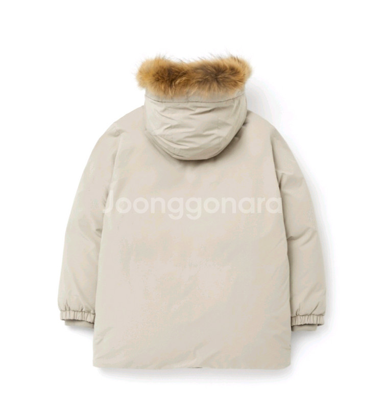 새상품) 공용 널디 리얼퍼 미드 다운자켓 베이지--1