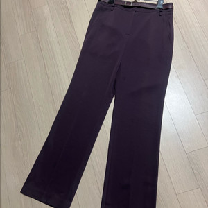 더아이잗컬렉션 스트레이트 벨트 정장 팬츠 트임 슬랙스 바지 퍼플보라와인