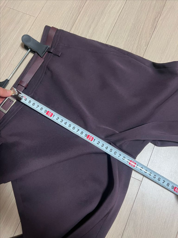 더아이잗컬렉션 스트레이트 벨트 정장 팬츠 트임 슬랙스 바지 퍼플보라와인 이미지