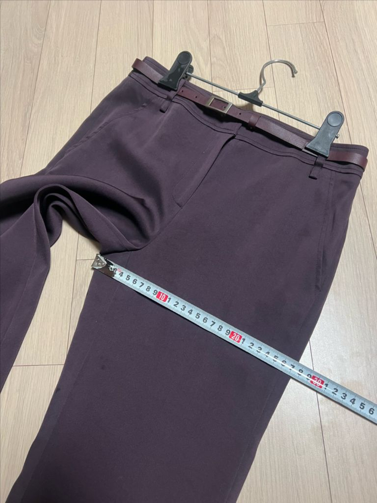 더아이잗컬렉션 스트레이트 벨트 정장 팬츠 트임 슬랙스 바지 퍼플보라와인 이미지