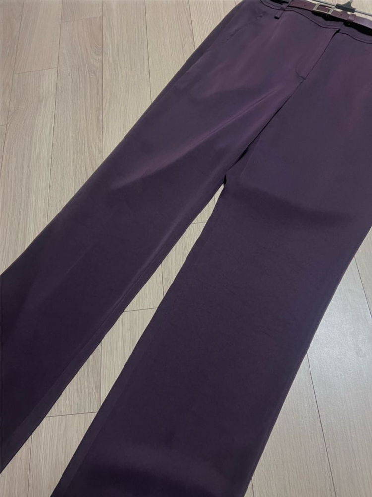 더아이잗컬렉션 스트레이트 벨트 정장 팬츠 트임 슬랙스 바지 퍼플보라와인 이미지