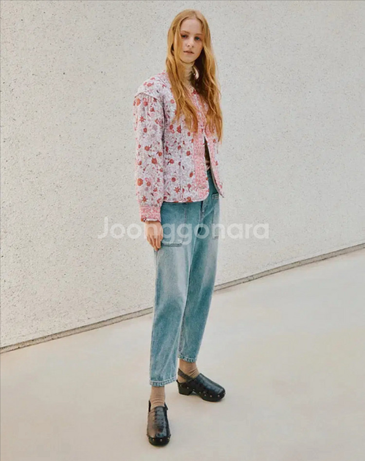 써스데이아일랜드 플라워 누빔 퀼팅 자켓 순면 코튼 점퍼 가디건 꽃무늬--2