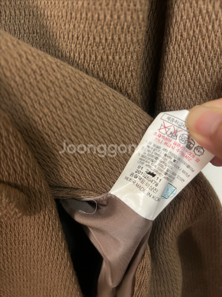 르베이지 LEBEIGE 울100% 와이드 빅카라 롱자켓 코트 카멜 베이지--9
