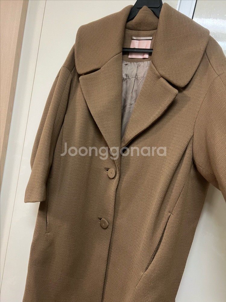 르베이지 LEBEIGE 울100% 와이드 빅카라 롱자켓 코트 카멜 베이지--5