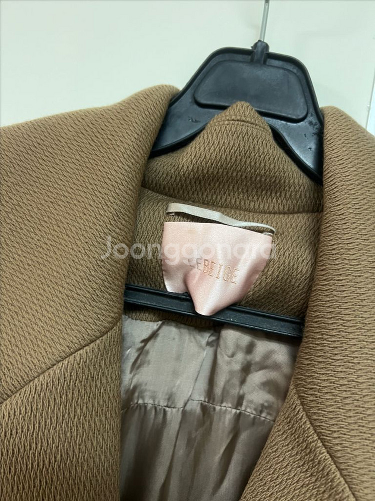 르베이지 LEBEIGE 울100% 와이드 빅카라 롱자켓 코트 카멜 베이지--7