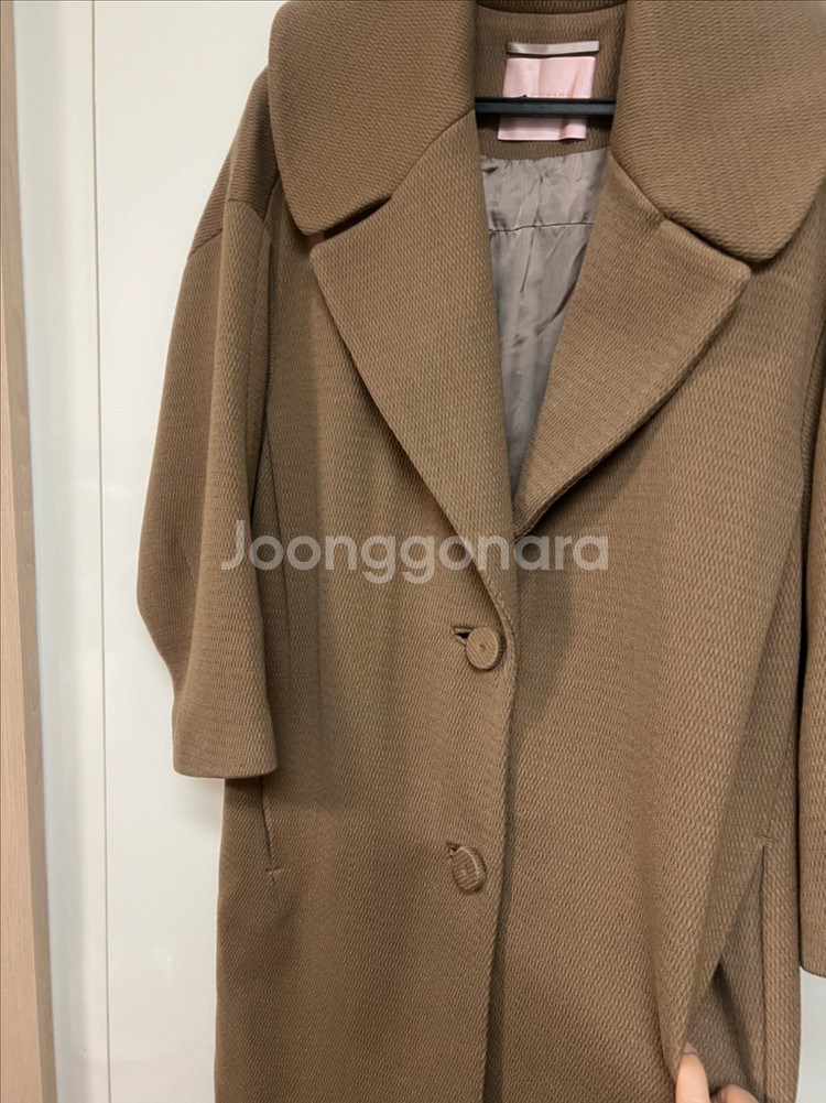 르베이지 LEBEIGE 울100% 와이드 빅카라 롱자켓 코트 카멜 베이지--12