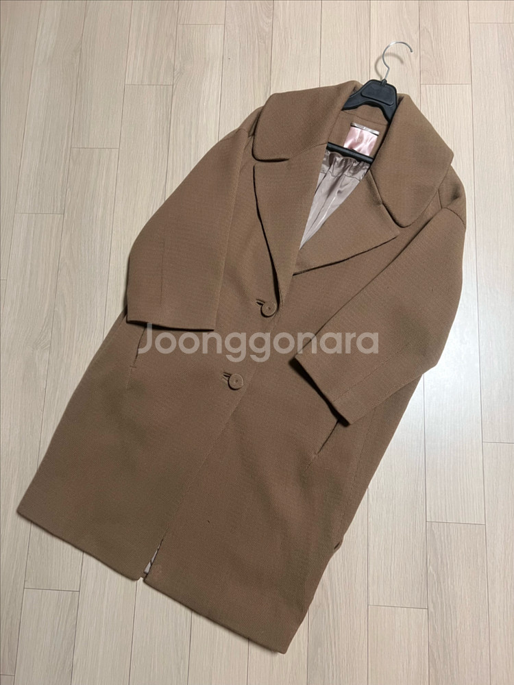 르베이지 LEBEIGE 울100% 와이드 빅카라 롱자켓 코트 카멜 베이지--10