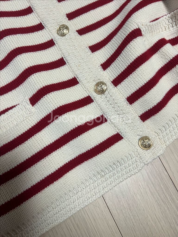 22년 제평 루디아케이 LUDIA.K 금장버튼단추 스트라이프 가디건 울 니트--6