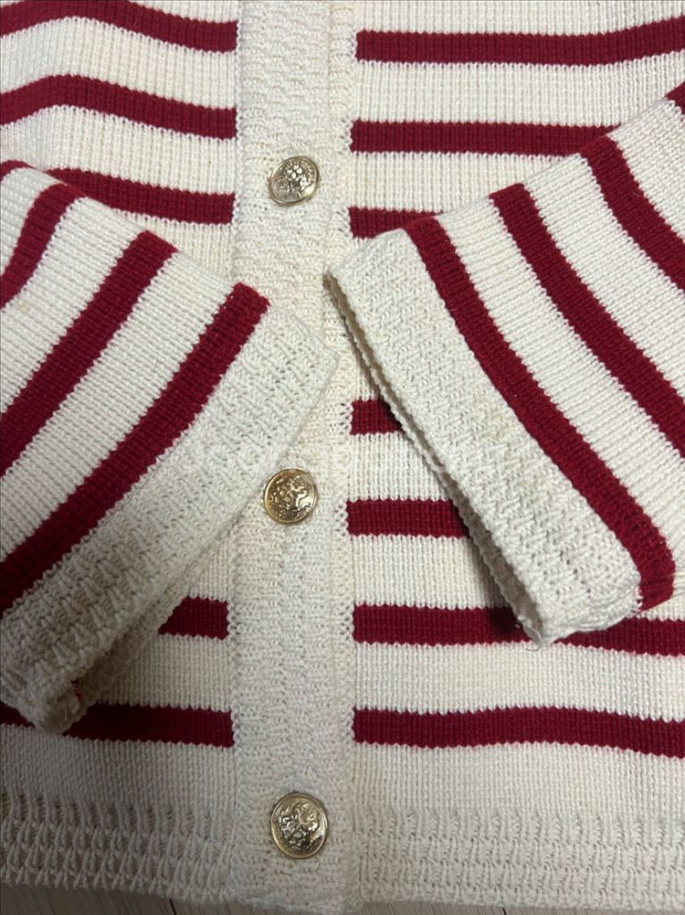 22년 제평 루디아케이 LUDIA.K 금장버튼단추 스트라이프 가디건 울 니트--5