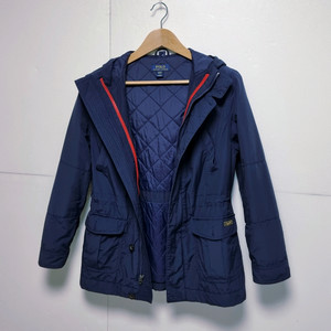 여성 청소년 폴로 랄프로렌 네이비 우븐 후드 자켓 안감 다이아몬드 퀼팅