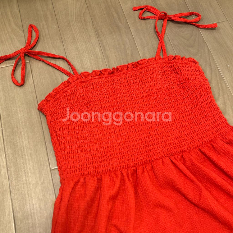 h&m 에이치앤엠 타이 스트랩 스모킹 디테일 원피스--1