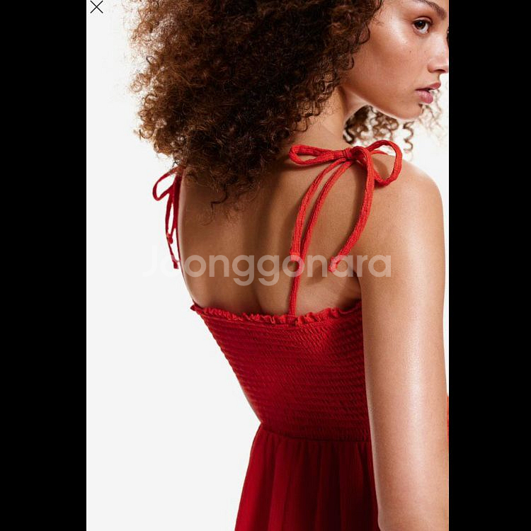 h&m 에이치앤엠 타이 스트랩 스모킹 디테일 원피스--8