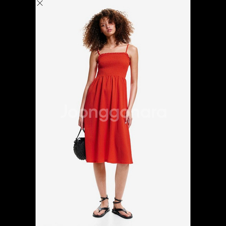 h&m 에이치앤엠 타이 스트랩 스모킹 디테일 원피스--6