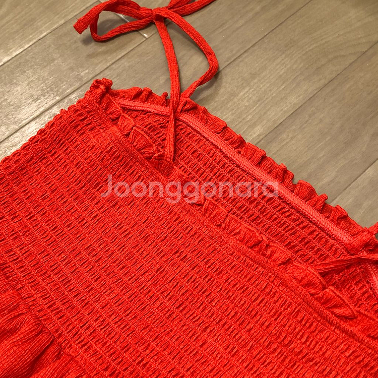 h&m 에이치앤엠 타이 스트랩 스모킹 디테일 원피스--4