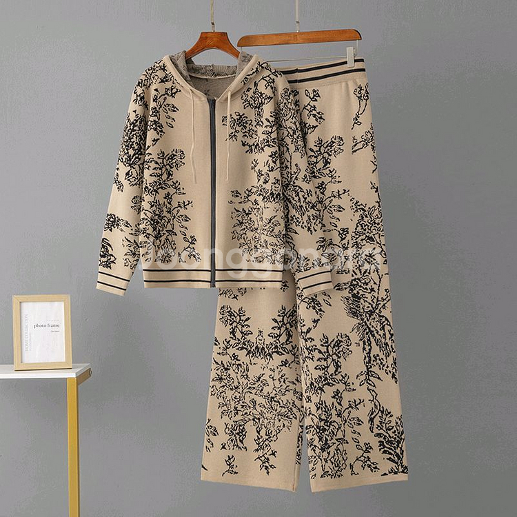 새상품 고퀄 자수 니트 수입의류 투피스 세트--1